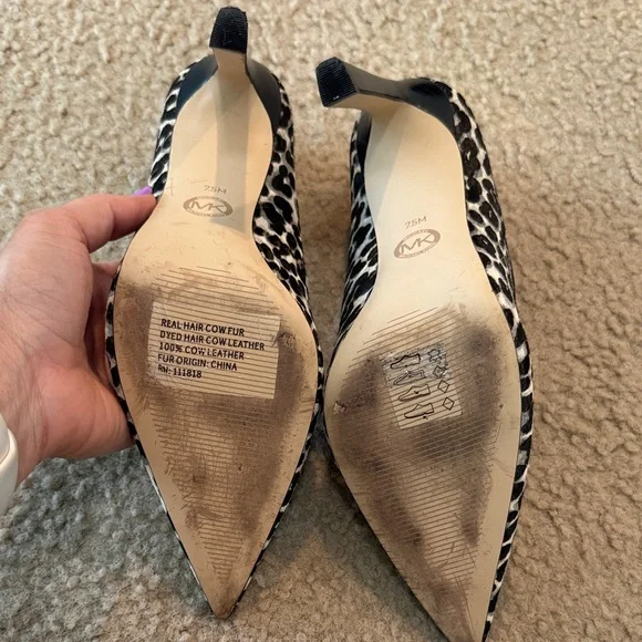 Michael Kors Leopard Print Heels in Black and White - Picture 7 of 8